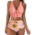 thumbnail image 2 of Puntoco Womens clearance,Swimsuit Women Sunflower Print Bikini Set Push Up Bathing Swimwear High Waist Swimsuit Pink, 2 of 9
