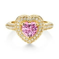 thumbnail image 2 of Gem Stone King 18K Yellow Gold Plated Silver Pink Moissanite and White Moissanite Heart Shape Ring for Women (1.42 Cttw, Size 9), 2 of 4