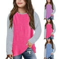 thumbnail image 4 of TFEOQRY Kids Girls Baseball Tee Child Long Sleeve Raglan Shirts Casual Crewneck Tops Loose Plain Tunic Cute Blouse Tees Sky Blue, 4 of 4