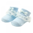 thumbnail image 1 of Alvage 1PC Baby Girls Sock Children Princess Bowknot Lace Flowers Short Socks Cotton Ruffle Frilly Trim Ankle Socks 0-6 Month Toddlers Infants Cotton Ankle Socks Princess Bowknots Socks Baby Socks, 1 of 4