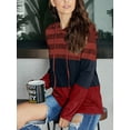 thumbnail image 3 of Anbech Color Contrast Womens Hoodie Tops Stitching Causal Sweatshirt Long Sleeve Drawstring Hooded, 3 of 9