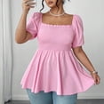 thumbnail image 2 of Women's Summer Peplum Tops Square Neck Ruffle Trim Short Sleeve Blouse Top Dressy Casual Shirts,2XL, 2 of 4