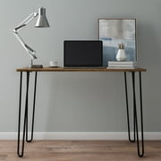 Lavish Home Desk with Hairpin Legs, Modern Industrial Style Home Décor, Woodgrain-Look and Steel Accent Home Office Furniture, Brown