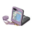 thumbnail image 2 of Nalacover for Samsung Galaxy Z Flip 5 Crossbody Wallet Case with Back Card Slot, Purse Cover with Shoulder Strap Classic PU Leather Lanyard for Women Girls, TPU Shockproof Non-Slip Case, Purple, 2 of 9
