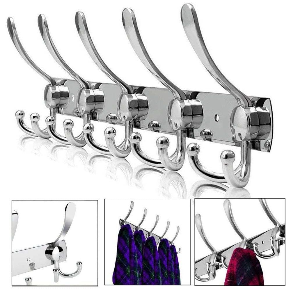 Coat Rack Wall Mounted Long 5 Tri Hooks for Hanging Coats Coat Hooks Wall Mounted Wall Coat Hanger Hook Rack for Clothes Jacket Hats Walmart