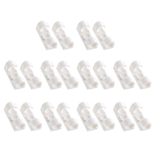 Clips de Cable de 20 piezas, soporte de caída de Cable de gestión de Cables ABS, organizador autoadhesivo resistente al desgaste, Clip de Cable Juegos de teclado y mouse para computadora Blanco