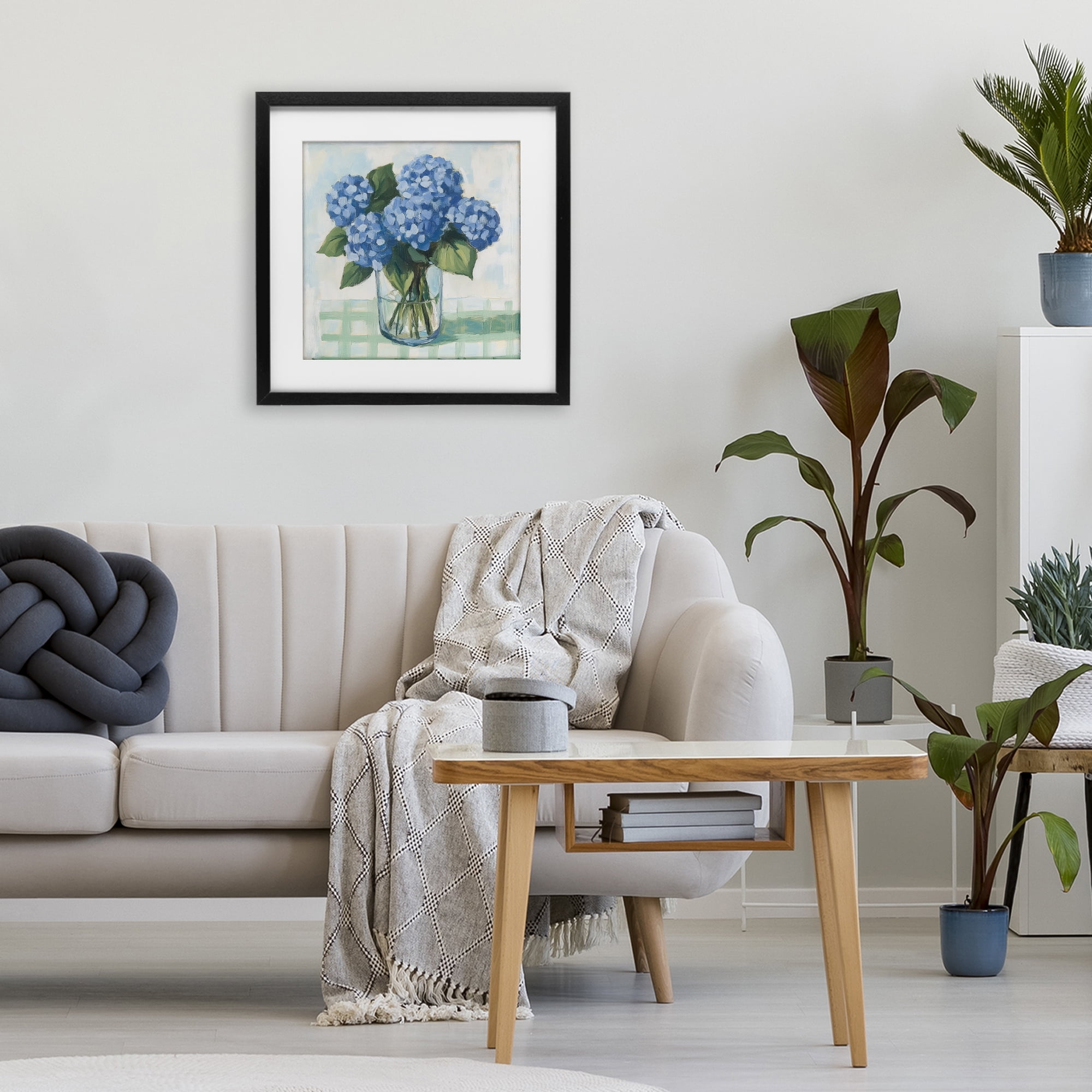 Stupell Industries Quaint Picnic Hydrangeas Black Framed Print Under Glass, design by Petal Prints Design