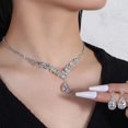 thumbnail image 3 of Conjuntos de joyas de diamantes de imitación de cristal para novia, dama de honor y boda, gargantilla llamativa, collar, pendientes colgantes, conjuntos para fiesta de boda y graduación, 3 of 5