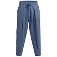 thumbnail image 5 of Blmnix Lightweight Pants Trousers for Men Low Waisted Baggy Palazzo Linen Pants Jean Blue Taper Cropped Casual Pants for Men,XXL, 5 of 9