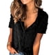 thumbnail image 3 of Guardurnaity Amart Mujer Cuello en V Verano Casual Gasa Manga Corta Botón Blusa Camisa Prendas para la parte del cuerpo negro METRO, 3 of 6