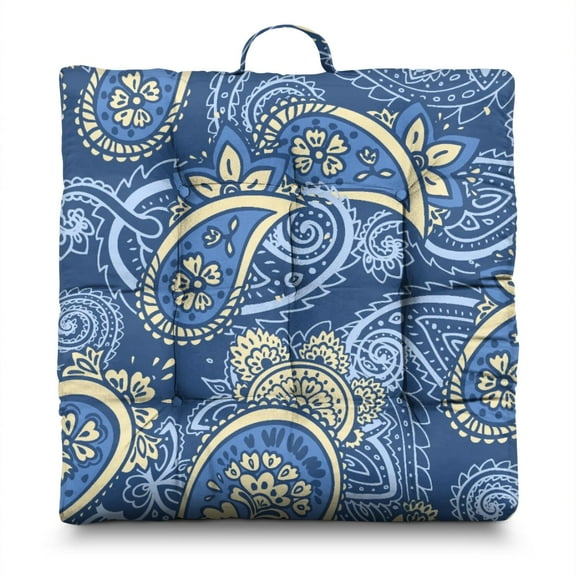 Artistic Abstract Boho Floor Pillow - Fluffy & Resilient Square Meditation Cushion for Home & Office