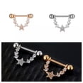 thumbnail image 2 of HOOUN Stainless Steel Ball Barbell Bar Star Ring Studs Nipple Body Piercing Gift-Rose Gold, 2 of 3