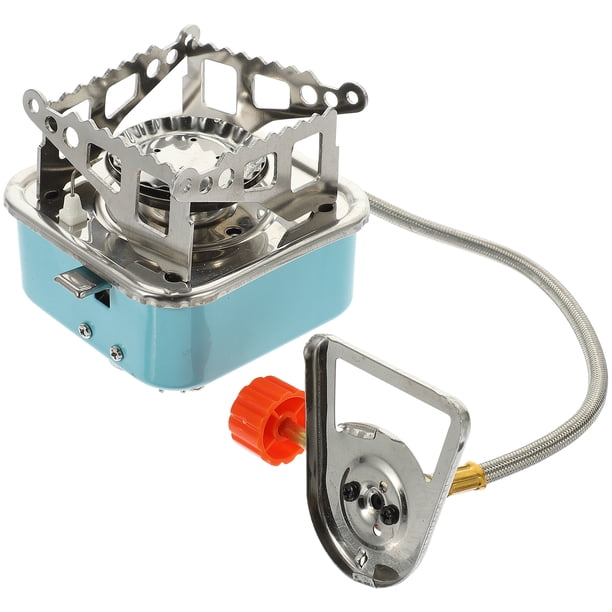 BRIGHTFUFU Estufa de gas plegable Estufa de gas para exteriores Estufa de gas para acampar Estufa de gas pequeña Estufa de gas portátil con sujetador de tubería