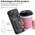 thumbnail image 6 of Phone Case for iPhone 15 6.1 inch Wallet Cover with Tempered Glass Screen Protector and Wrist Strap Lanyard RFID Credit Card Holder Ring Stand iPhone15 5G i i-Phone i15 15Case Women Men Black, 6 of 14