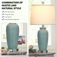 thumbnail image 2 of Cinkeda Farmhouse Jar Touch Table Lamps Set of 2 with USB A+C Ports AC Outlet 25" Coastal Blue 3 Way Dimmable Resin Bedside Nightstand Lamp for Living Room Bedroom, 2 of 8