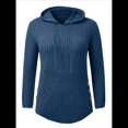 thumbnail image 1 of Sudadera con Capucha de Punto Acanalado Suave para Mujer, Suéter de Larga, Sudadera Ligera y Acogedora para Otoño. Azul S, 1 of 6