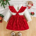 thumbnail image 5 of CAICJ98 Baby Girl First Christmas Outfit Knit Shirt Tops Suspender Dress Fall Winter Outfits Puff Long Sleeve Jumpsuit Toddler Girl Clothes Red,Size 18-24 Months, 5 of 7