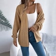 thumbnail image 6 of Ediodpoh Cardigan for Women Winter Long Sleeve V Neck Crochet Kimonos Loose Open Front Hollow Out Cover Ups Khaki_002 M, 6 of 6