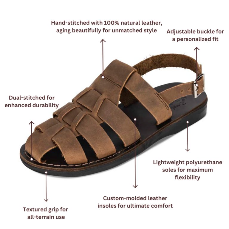 Michael - Closed Toe Leather Fisherman Sandal | Oiled Brown  display picture 3