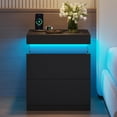thumbnail image 5 of Nightstand with 2 Storage Drawers,Smart Night Stand for Bedroom,End Table with Charging Station and LED Lights,Nightstand with Sliding Top,Black, 5 of 8
