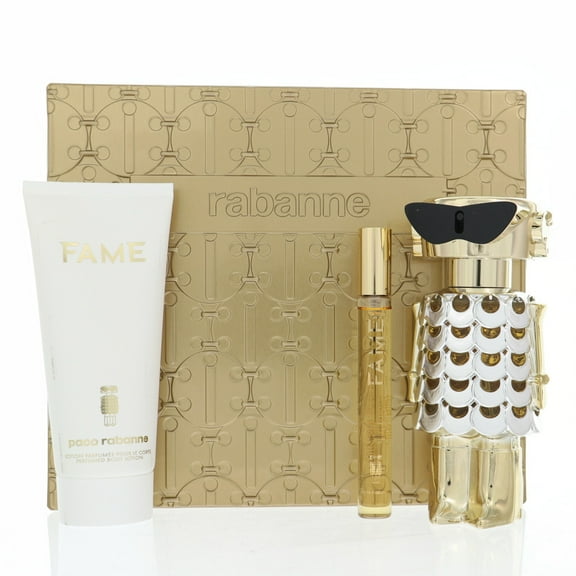 Fame by Paco Rabanne for Women - 3 Pc Gift Set 2.7 oz EDP Spray, 0.14oz EDP Splash (Mini), 3.4oz Body Lotion