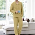 thumbnail image 4 of Samdudou Mens Pajamas Set Long Sleeve Button Down Sleepwear Classic Notch Collar Solid Two Piece Lounge Suit Pjs for Home Working Remote and Weekend Resting Time, 4 of 8