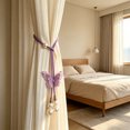 thumbnail image 6 of Purple Sequin Butterfly Curtain Tieback, Adjustable Hand-Woven Rope Tiebacks with Pearl, Window Drape Holdback for Living Room Bedroom, 20 Inch, 6 of 6
