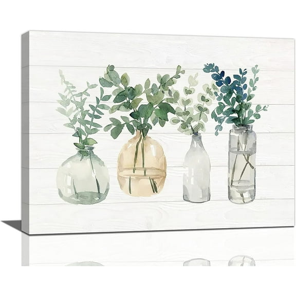Botanical Bathroom Wall Art Plant Pictures Wall Decor Bottles And Plants Canvas Prints Farmhouse Floral Painting Artwork Home Decorations For Bathroom Kitchen Bedroom Living Room Framed 16"x12"