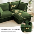 thumbnail image 5 of 83.4" Modular Sectional Sofa, L Shaped Deep Seat Sofa with Ottoman, 2 Seat Chenille Cloud Couch with 2 Pillows & Washable Covers, Modern Sectional Couches for Living Room, Small Space, Green, 5 of 9