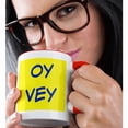 thumbnail image 2 of 3drose, Oy Vey Blue Lettering on a Yellow Background, 11oz Two-tone Red Mug, 2 of 6