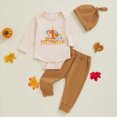 thumbnail image 2 of NOLDARES My First Halloween Baby Boy Outfit Newborn Boy Clothes Long Sleeve Romper Pants Baby Pumpkin Clothes Fall(Beige,3-6 M), 2 of 8