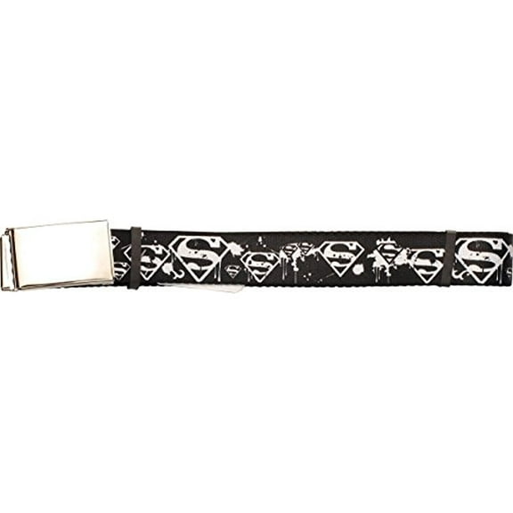 Buckle-Down Web Belt - Superman Shield Splatter Black White