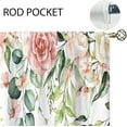 thumbnail image 2 of Pink Flower Small Kitchen Curtains Floral Eucalyptus Botanical Plant Window Treatment Spring Hummingbird Short Window Curtains for Bathroom Room Green Leaf Tier Treatment Drapes 27.5x39 inch, 2 of 6