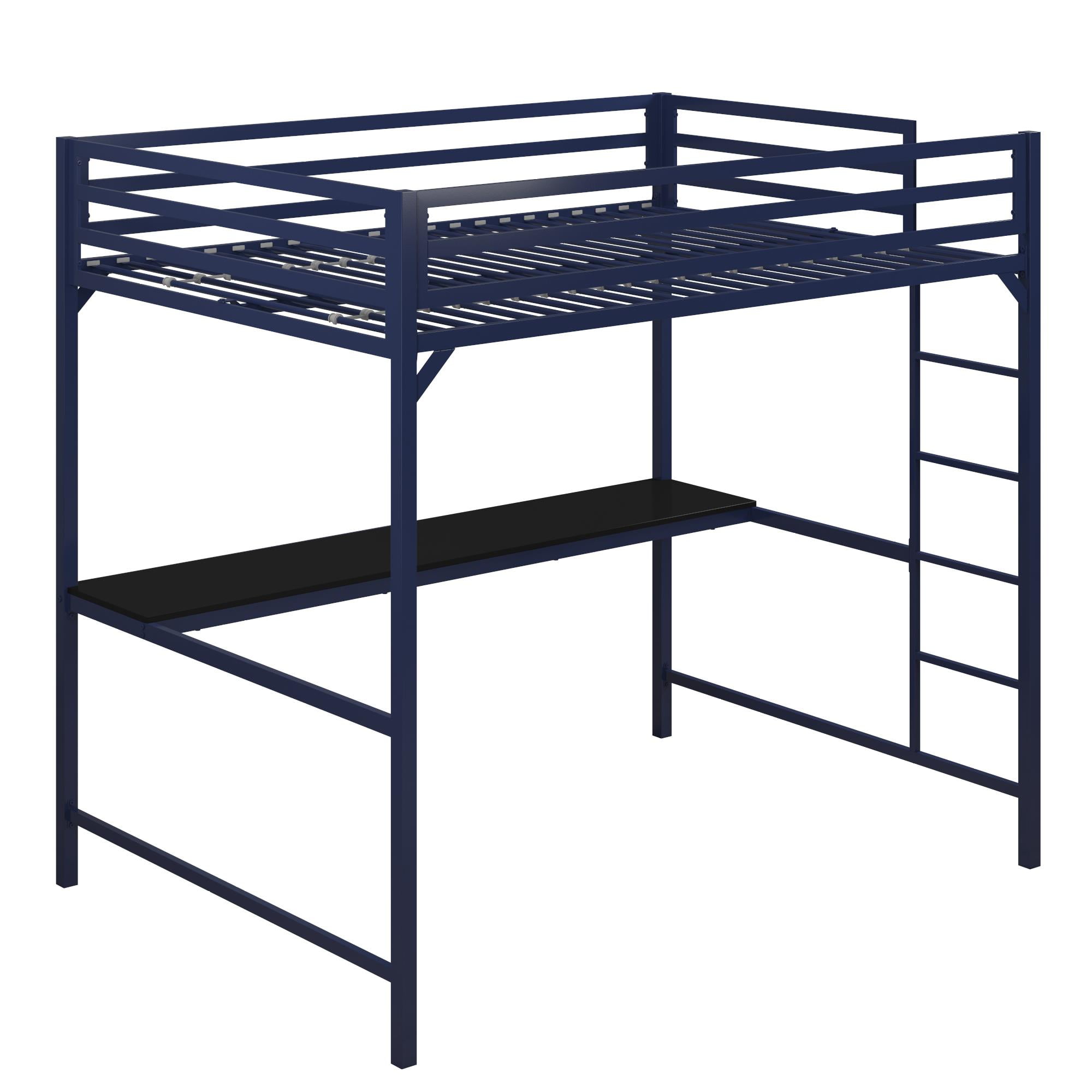 DHP Miles Metal Full Loft Bed with Desk, Blue