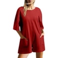 thumbnail image 5 of BUIgtTklOP Women's Summer Oversized Hot Short Tee Romper Casual Workout Athletic Romper Onesie Backless Loose Shorts Jumpsuit Overalls With Pocket, 5 of 6