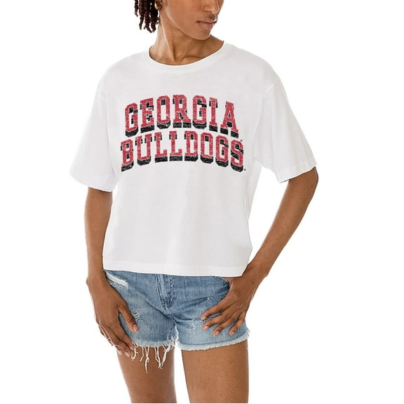 Women's Gameday Couture White Georgia Bulldogs Claim To Fame Boxy Cropped T-Shirt
