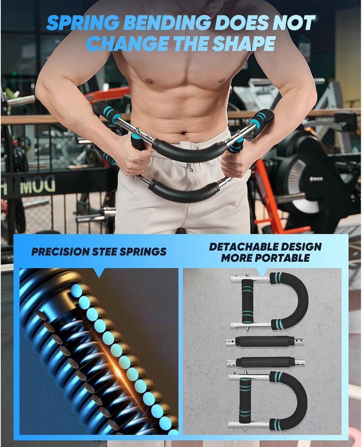 Saker Twister Arm Trainer, 40-100lb Adjustable Chest Workout Equipment, Arm Trainer, Twister Arm Trainer, Portable Power Twister Bar, Detachable Design Fitness Anywhere