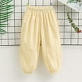 thumbnail image 2 of Loopsun Toddler Summer Pants, 2-10 Years Children's Fashion Solid Mid Waist Mosquito Proof Pants Beige 2-3 Years, 2 of 4