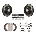 thumbnail image 1 of Transit Auto Rear Disc Drilled & Slotted Rotors Ceramic Pads Parking Shoes and Hardware Kit for Car Chevrolet Silverado 2500 HD GMC Sierra 1500 Hummer H2 Suburban Yukon XL Classic Avalanche KDC-101556, 1 of 11