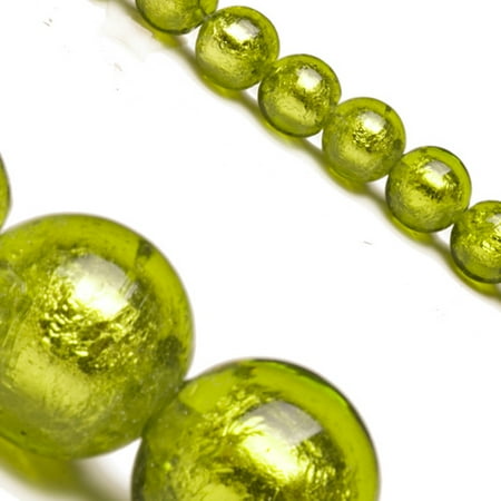 - Olive Green Dichroic Glass Bead With Silver Color Foil 10mm Round Sold per pkg of 25 pcs/String