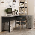 thumbnail image 3 of 24/7 Shop At Home Elk Wood L-Shape Desk with 1-Drawer, Gray Oak, 3 of 7
