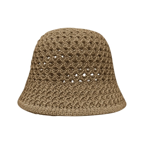 Linen Blend Hollow Out Bucket Hat for Women, Breathable Summer Sun Hat for Beach, Travel & Daily Wear Beige