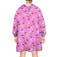 thumbnail image 2 of Wearable Oversized Blanket,Pink Halloween Pattern Wearable Blanket Hoodie for Adults,Cozy Hooded Blankets with Super Pockets,Super Warm Fuzzy Pullover for Women & Men, 2 of 6