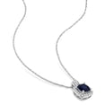 thumbnail image 3 of Everly Women's 3/4ct TGW Diffused Sapphire and 1/10ct TW Diamond White Gold Halo Pendant with Chain, 3 of 9