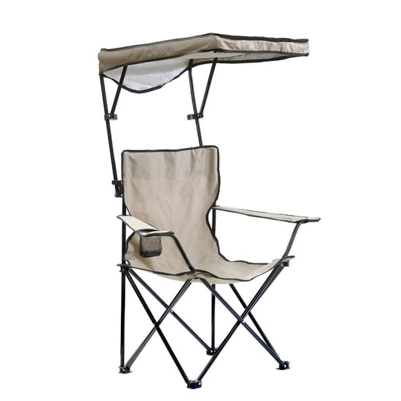 Silla cuádruple plegable QuikChair Taupe con toldo, estructura de acero
