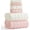 Pink+white 6piece, variant on 40x80 Inches Oversized Bath Sheets Extra Large Bath Towels Set of 6 for Adults Super Soft Quick Dry Lightweight Lint Free Absorbent Stripe Microfiber Shower Towels (Pink,6 Piece)