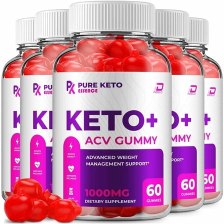Pure Keto Essence ACV Gummies Supplement - PureKeto Essence 1000MG, Vitamin B12, 5 Pack, 300 Gummies