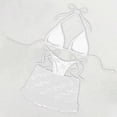 thumbnail image 4 of Miluxas Women's Boho 3 Piece Lace Bikini Set Halter Tie Side Bathing Suit with Ruffle Cover Up Skirt for Beach Resort Travel White, 4 of 5