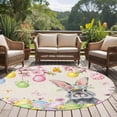 thumbnail image 4 of Easter Rabbits Round Area Rug 6Ft Washable Circle Rugs for Bathroom Office, Weeping Pink Peach Eggs Vintage Beige Spring Non-Slip Carpet Floor Mats Indoor Outdoor Carpet Runner Aesthetic Home Decor, 4 of 8
