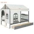 thumbnail image 2 of Harper & Bright Designs House Platform Bed with Bookshelf and LED Strip, Full Size Wood Canopy House Bed with High Fence, Playhouse Tent Platform Bed Frames with Storage Drawers, Gray, 2 of 17